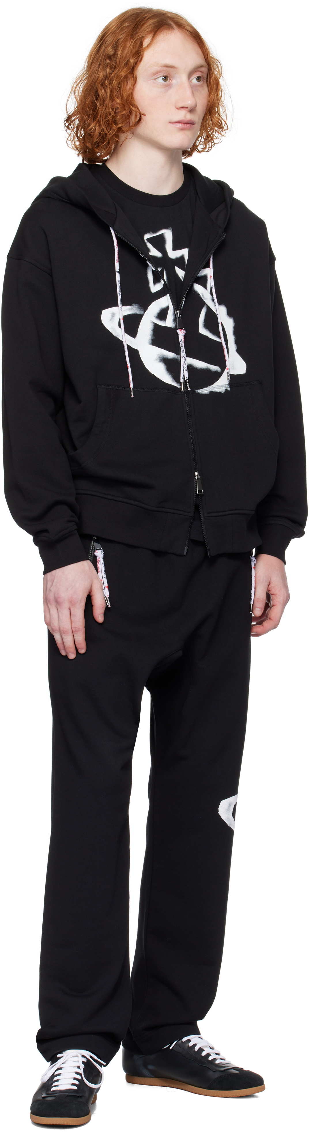 Vivienne Westwood Black Stencil Orb Rugged Zip Hoodie Vivienne