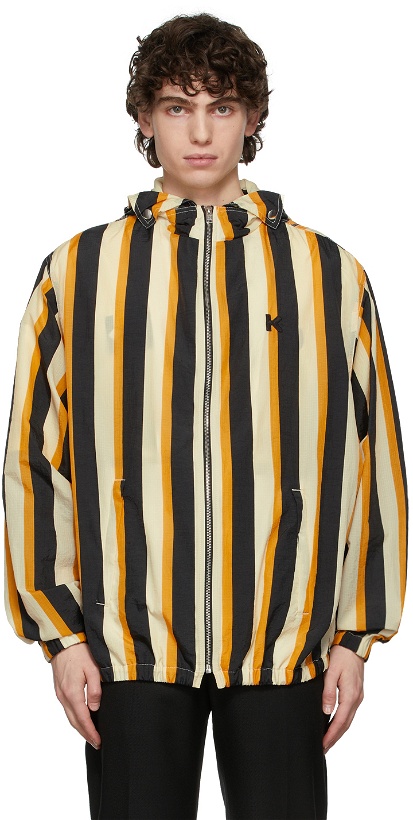 Photo: Kenzo Black & Yellow Bold Stripe Hooded Jacket
