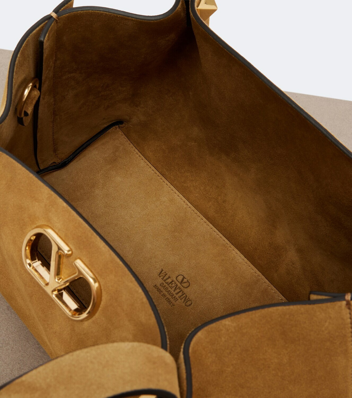 Valentino Garavani VLogo Signature Small suede top-handle bag
