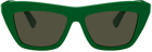 Bottega Veneta Green Cat-Eye Sunglasses