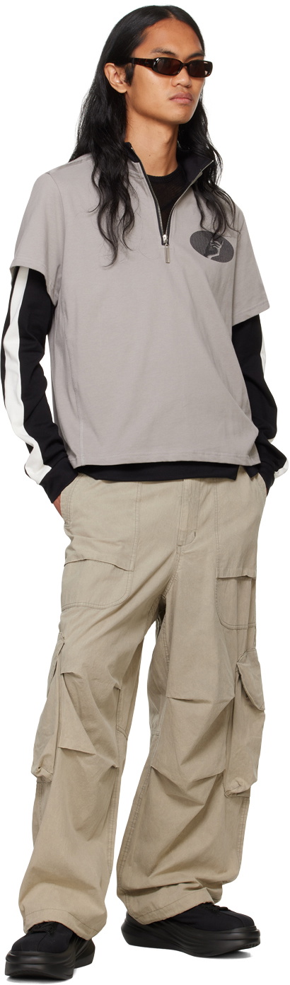 SPENCER BADU Gray & Black Layered Track Sweatshirt