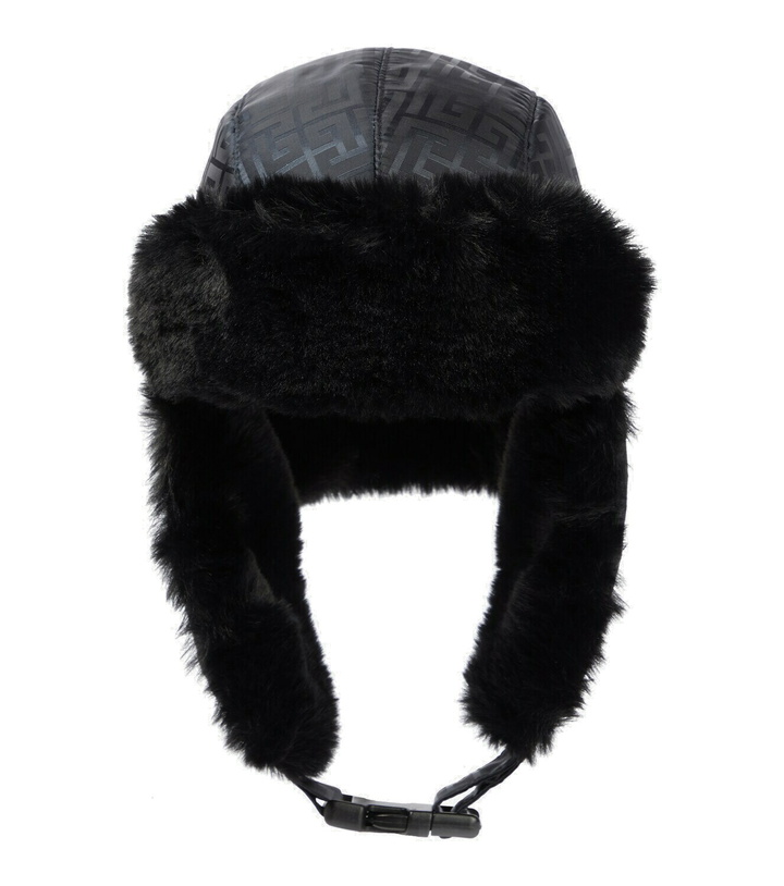 Photo: Balmain - Monogram faux fur-trimmed hat