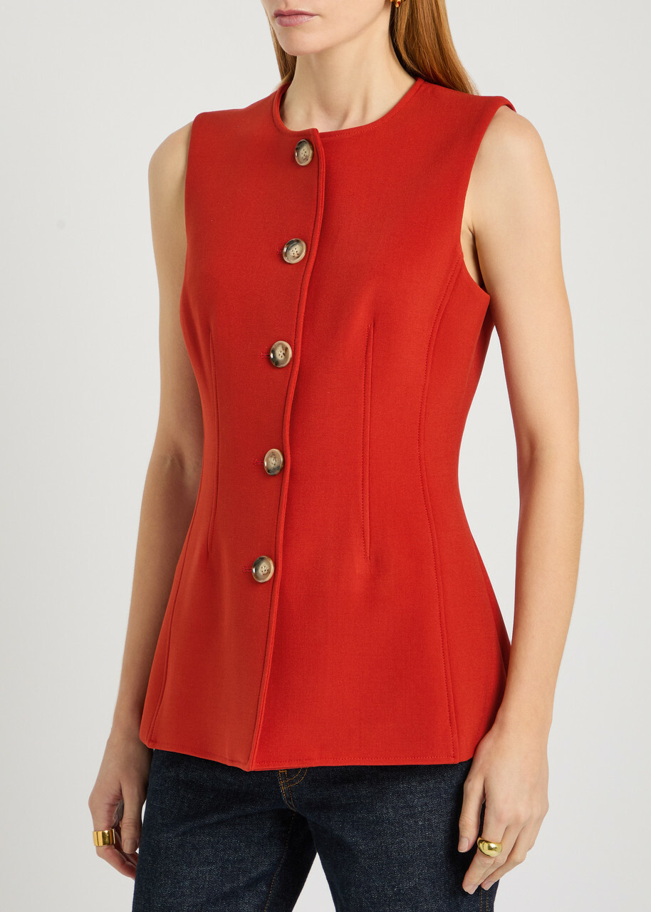 Veronica Beard Jessup Darted Tailored Vest Red