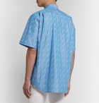 Balenciaga - Oversized Button-Down Collar Striped Cotton-Blend Shirt - Blue