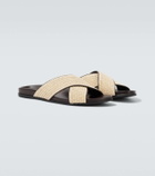 Manolo Blahnik Chiltern leather-trimmed raffia slides