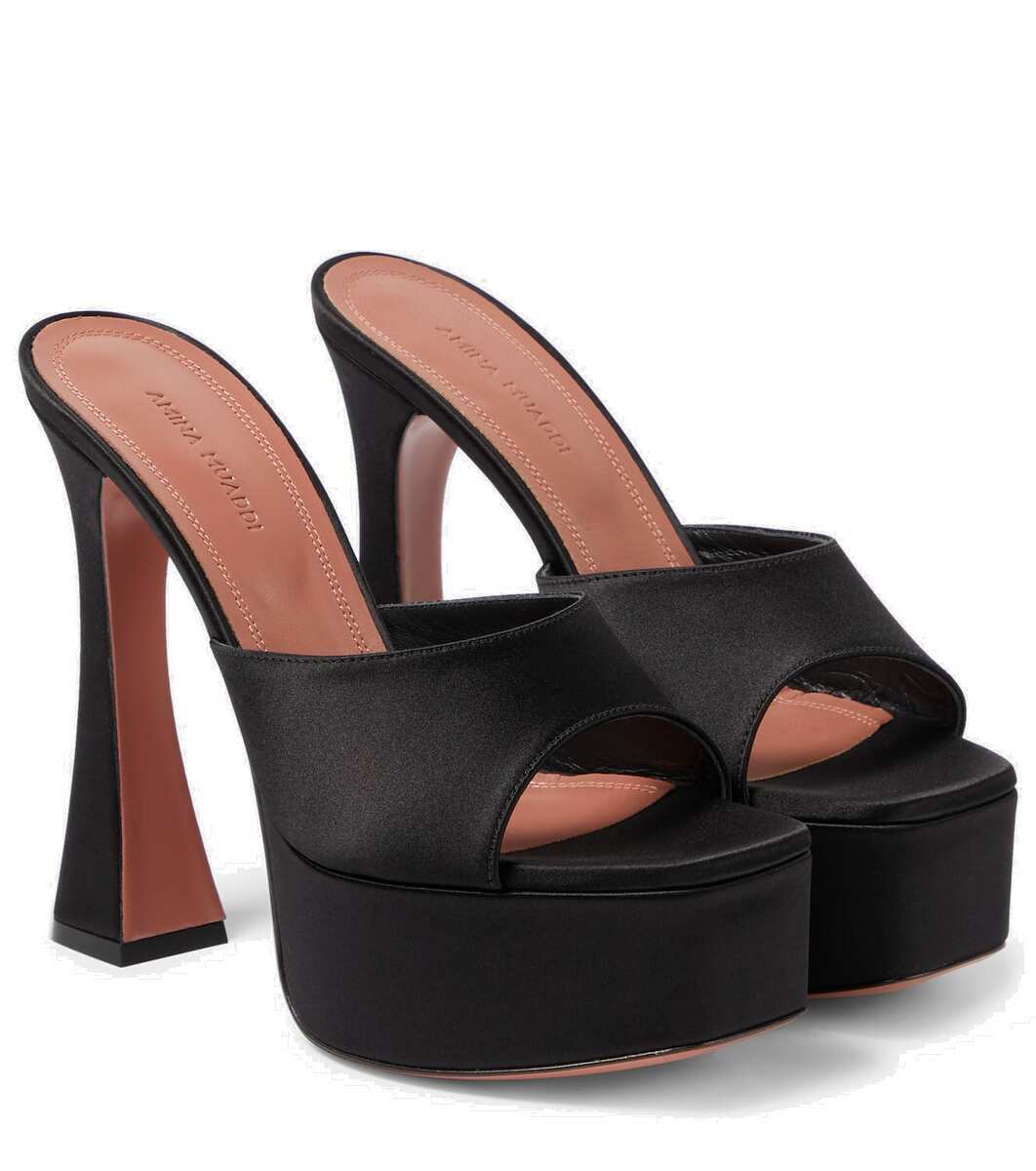 Amina Muaddi Dalida satin platform mules Amina Muaddi