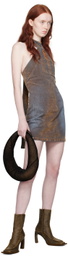 Masha Popova Brown Halter Denim Minidress