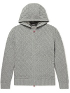 Kiton - Cable-Knit Cashmere Zip-Up Hoodie - Gray