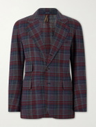 Drake's - Madras Games Checked Linen-Blend Blazer - Blue