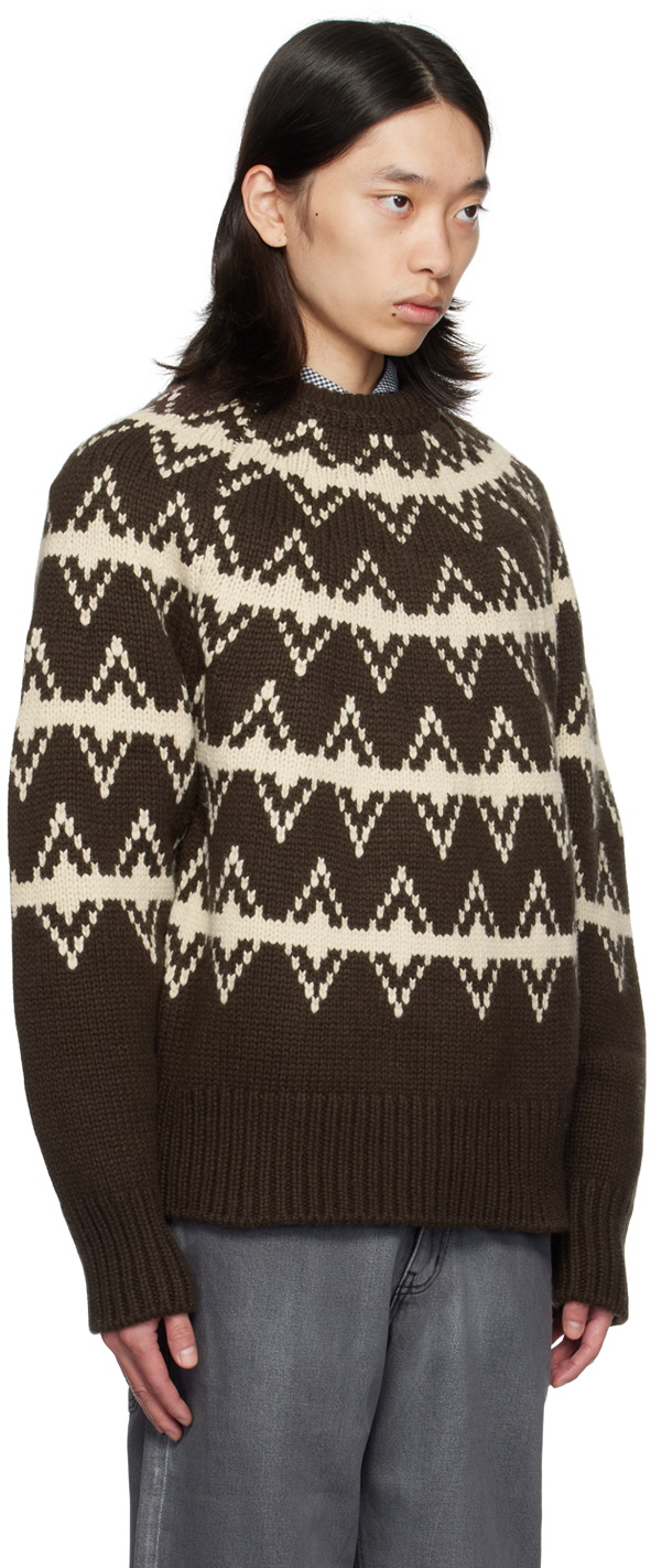 AFTER PRAY Brown Jacquard Sweater