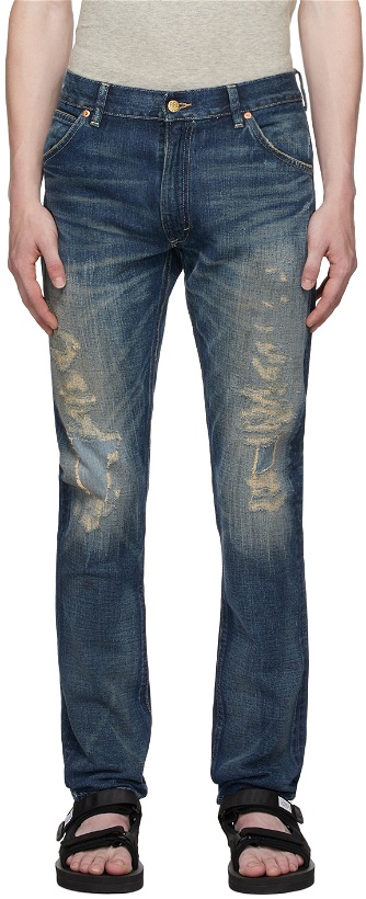 Photo: RRL Blue High Slim Fit Hand-Repaired Jeans