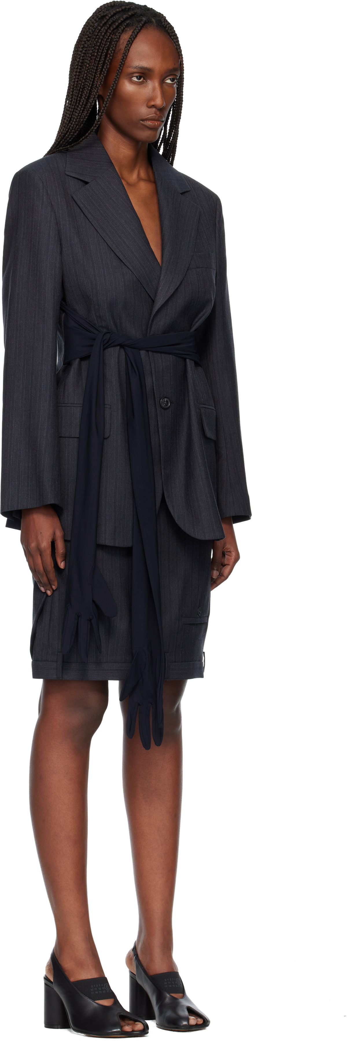 MM6 Maison Margiela Black Wool-Blend Gloves Blazer