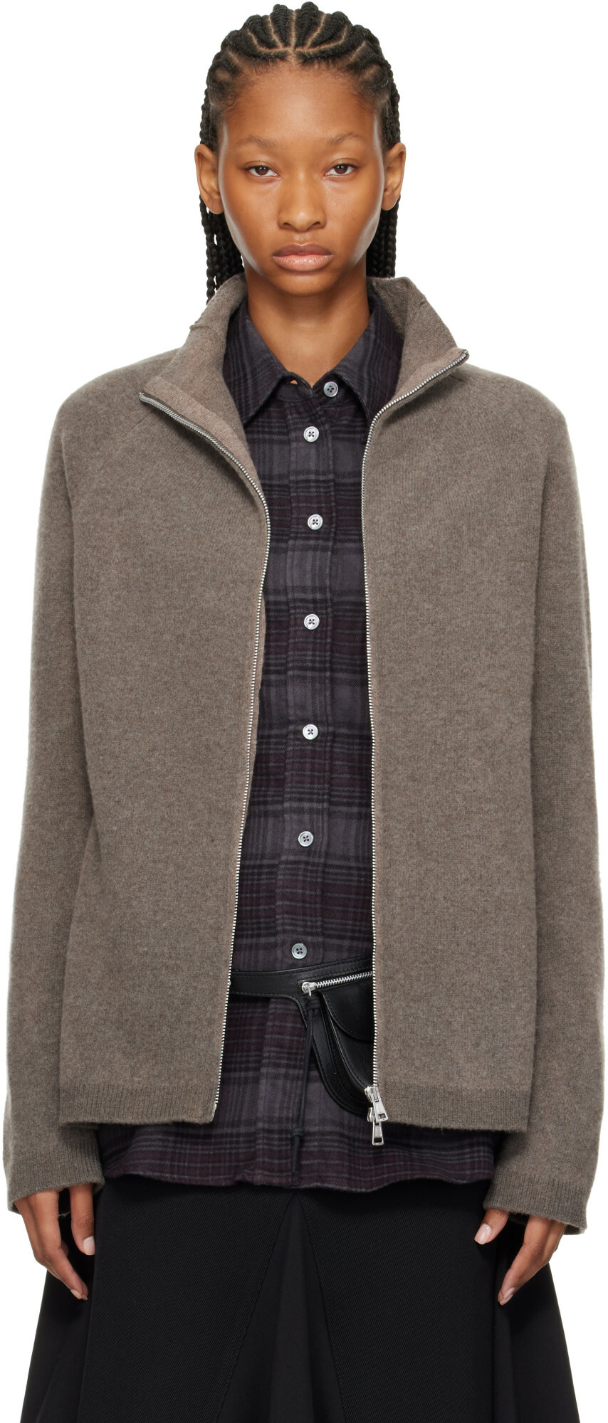 OUR LEGACY Taupe Dash Zip Sweater