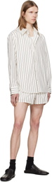 LGN Louis Gabriel Nouchi Off-White Striped Cotton Shorts