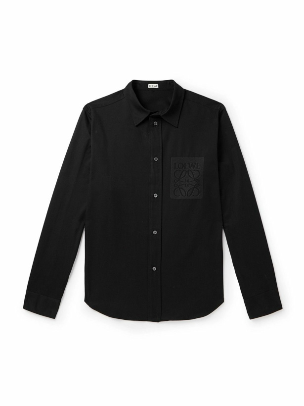Photo: LOEWE - Logo-Embroidered Cotton-Poplin Shirt - Black