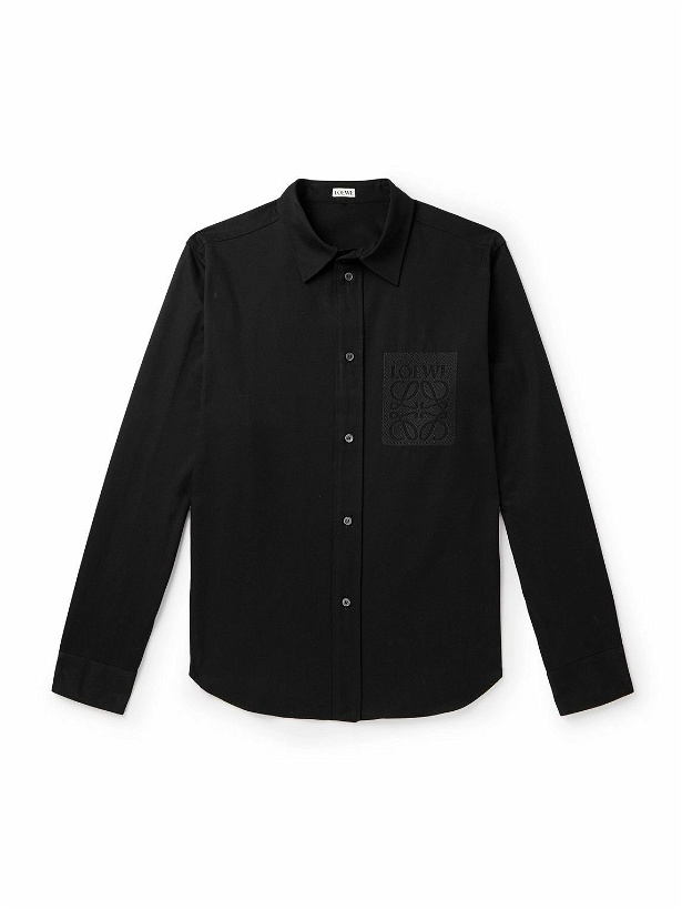 Photo: LOEWE - Logo-Embroidered Cotton-Poplin Shirt - Black