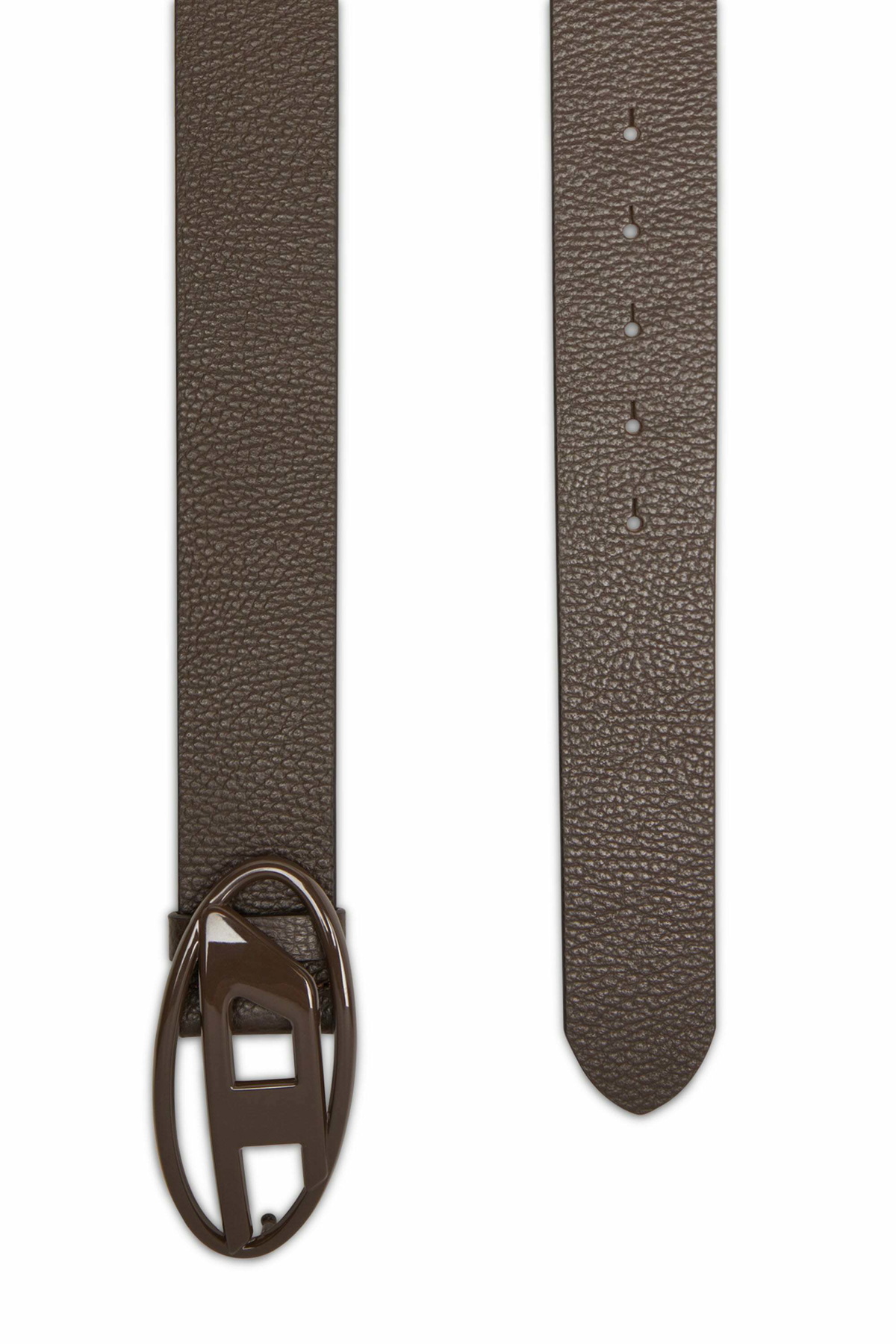 Diesel 4cm leather belt with matte Oval D buckle - Belts - Unisex - Brown