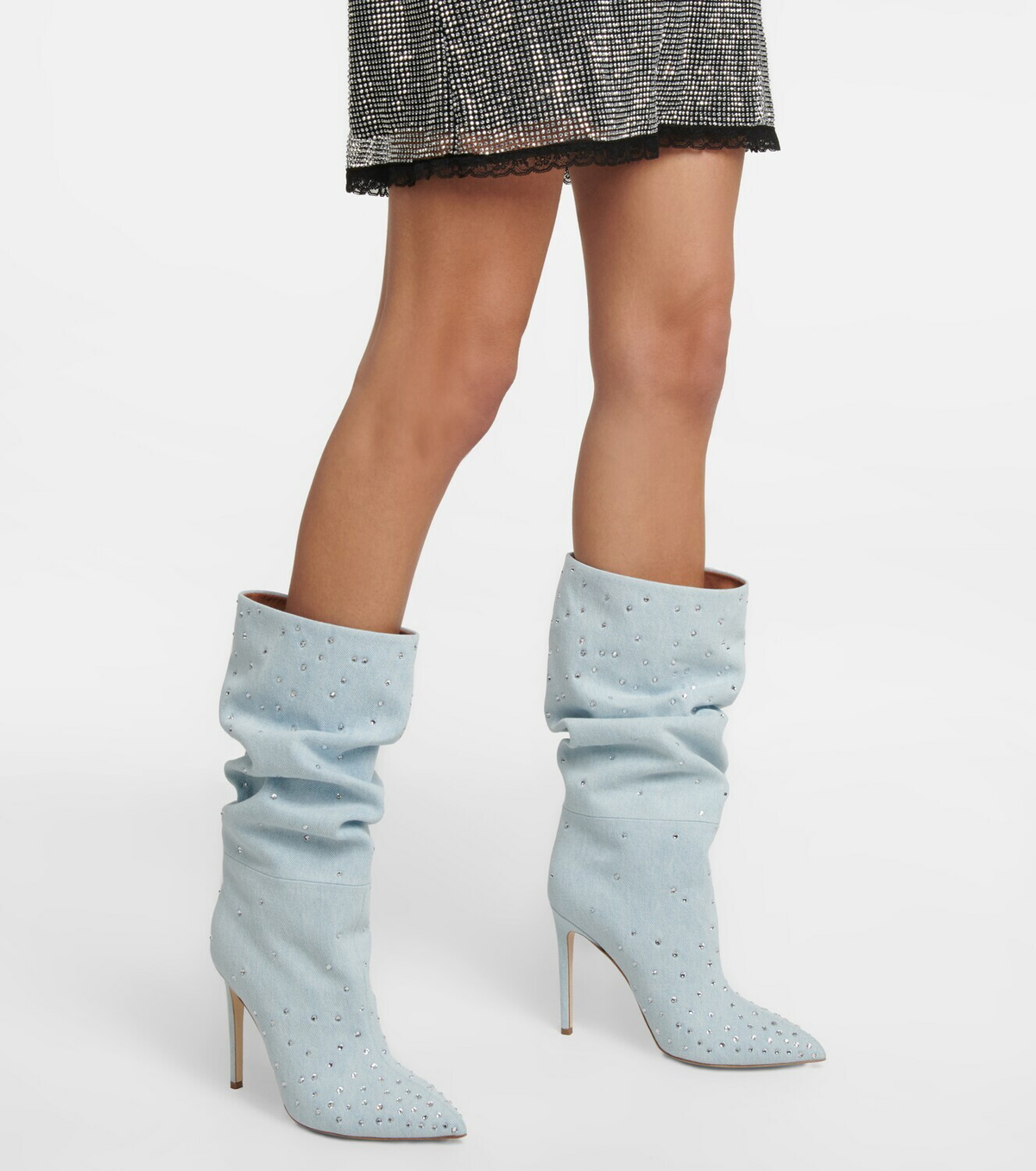 PARIS TEXAS Embellished スエード Holly ブーツ PARIS TEXAS Holly crystal-embellished suede knee boots | NET