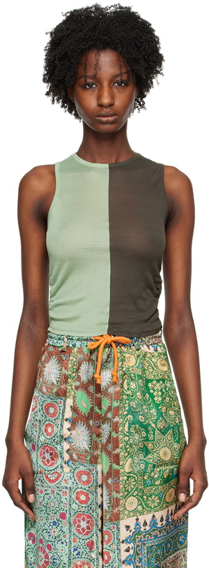 Photo: (di)vision Green & Gray Cropped Tank Top