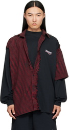 Balenciaga Red & Black Check Patched Shirt