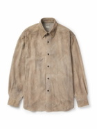 A.PRESSE - Distressed Suede Shirt Jacket - Gray