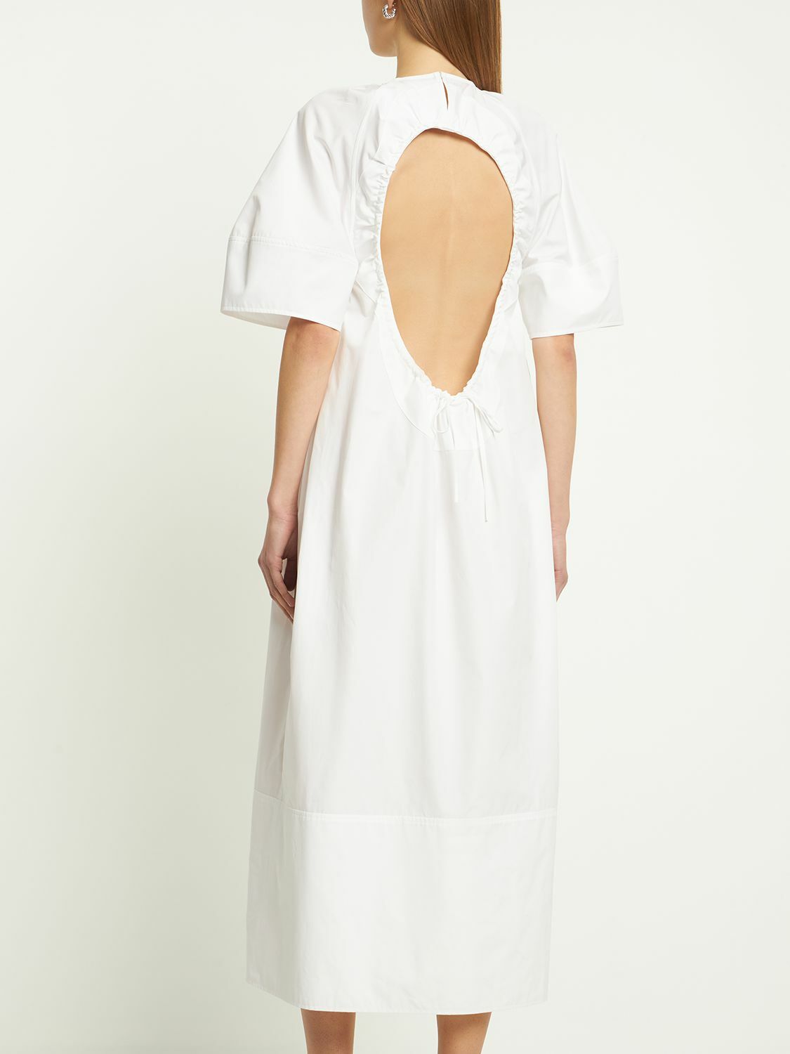 JIL SANDER - Cotton Poplin Cutout Midi Dress Jil Sander