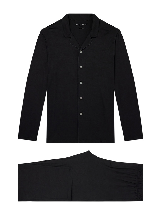 Photo: Derek Rose - Basel 1 Stretch-Modal Jersey Pyjama Set - Black