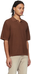 Solid Homme Brown Open Placket Polo