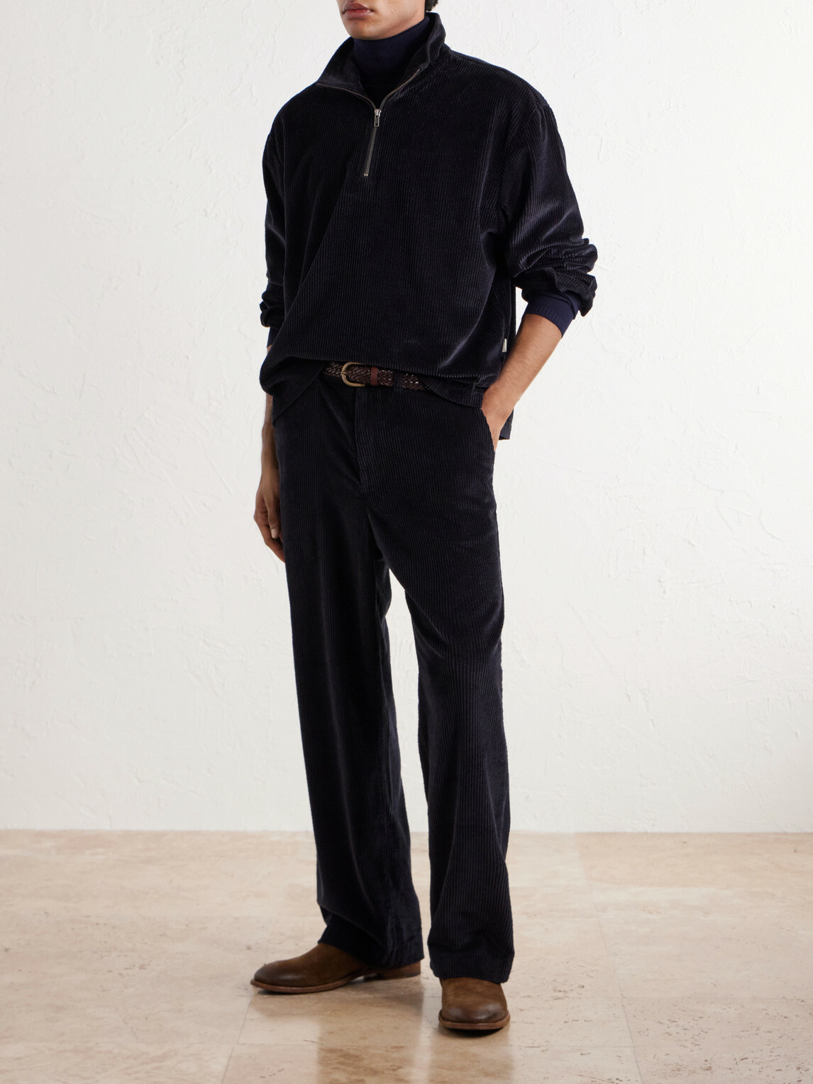 Aimé Leon Dore - Cotton-Corduroy Zip-Up Sweatshirt - Black