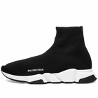 Balenciaga Men's Speed Runner LT Sneakers in Black/White/Black