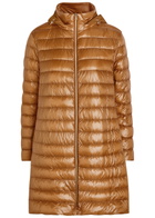 Herno Panelled Padded Hooded Shell Jacket Camel