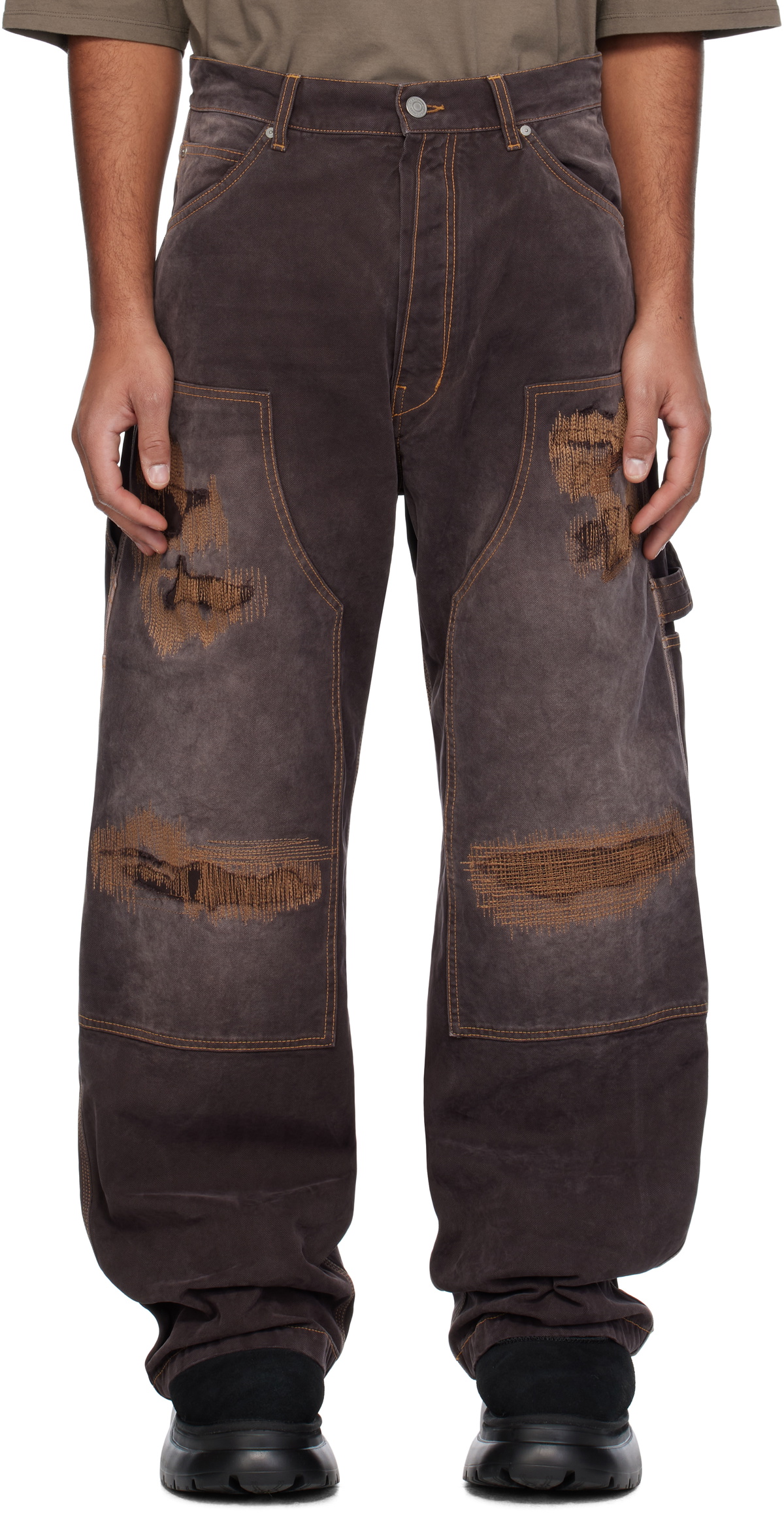 B1ARCHIVE Brown Wide Leg Carpenter Trousers