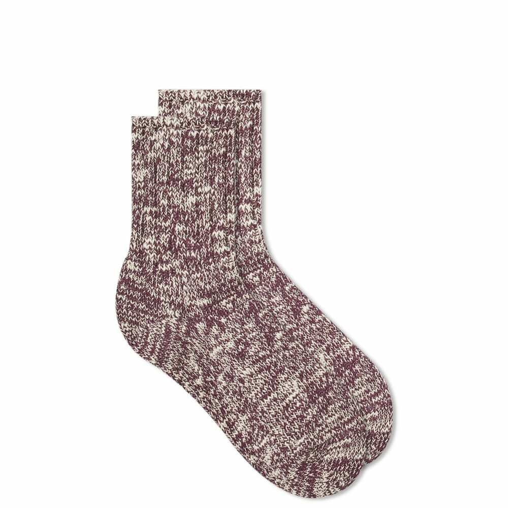 ROTOTO 1634 Organic Cotton Slub Crew Socks in Light Olive main image 1