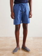 FEDELI - Alfa Straight-Leg Cotton-Blend Drawstring Shorts - Blue
