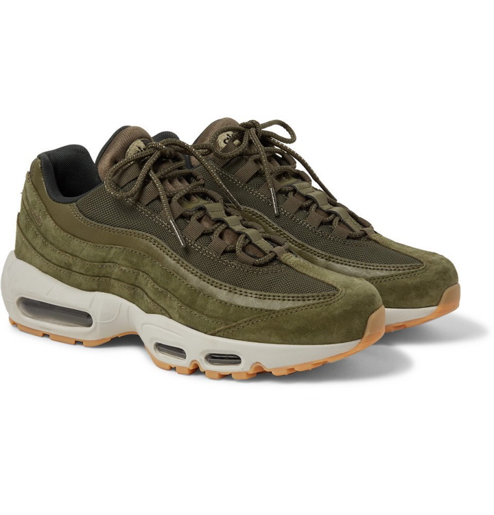 Photo: Nike - Air Max 95 SE Mesh, Leather and Suede Sneakers - Men - Army green