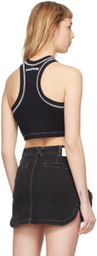 HALFBOY Black Overlock Stitch Tank Top
