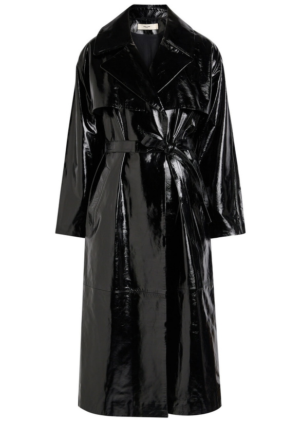 Photo: Skiim Karla Belted Patent Leather Trench Coat Black
