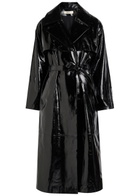 Skiim Karla Belted Patent Leather Trench Coat Black