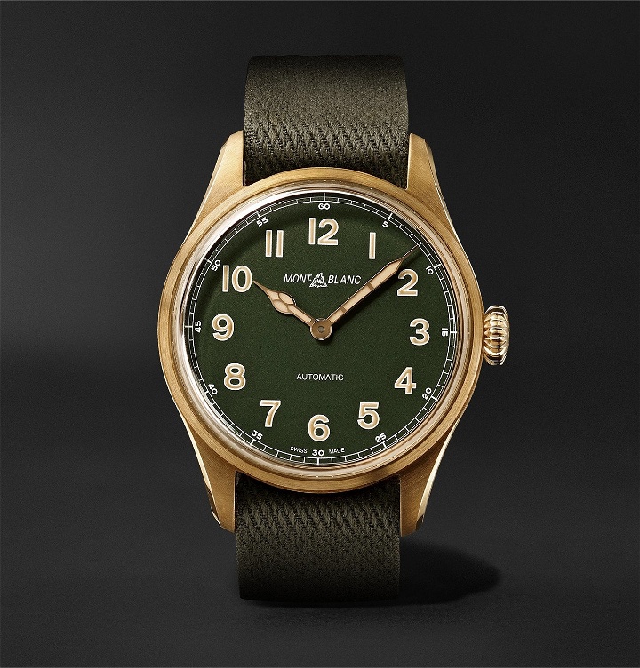 Photo: Montblanc - 1858 Limited Edition Automatic 42mm Bronze and NATO Watch, Ref. No. 118222 - Green