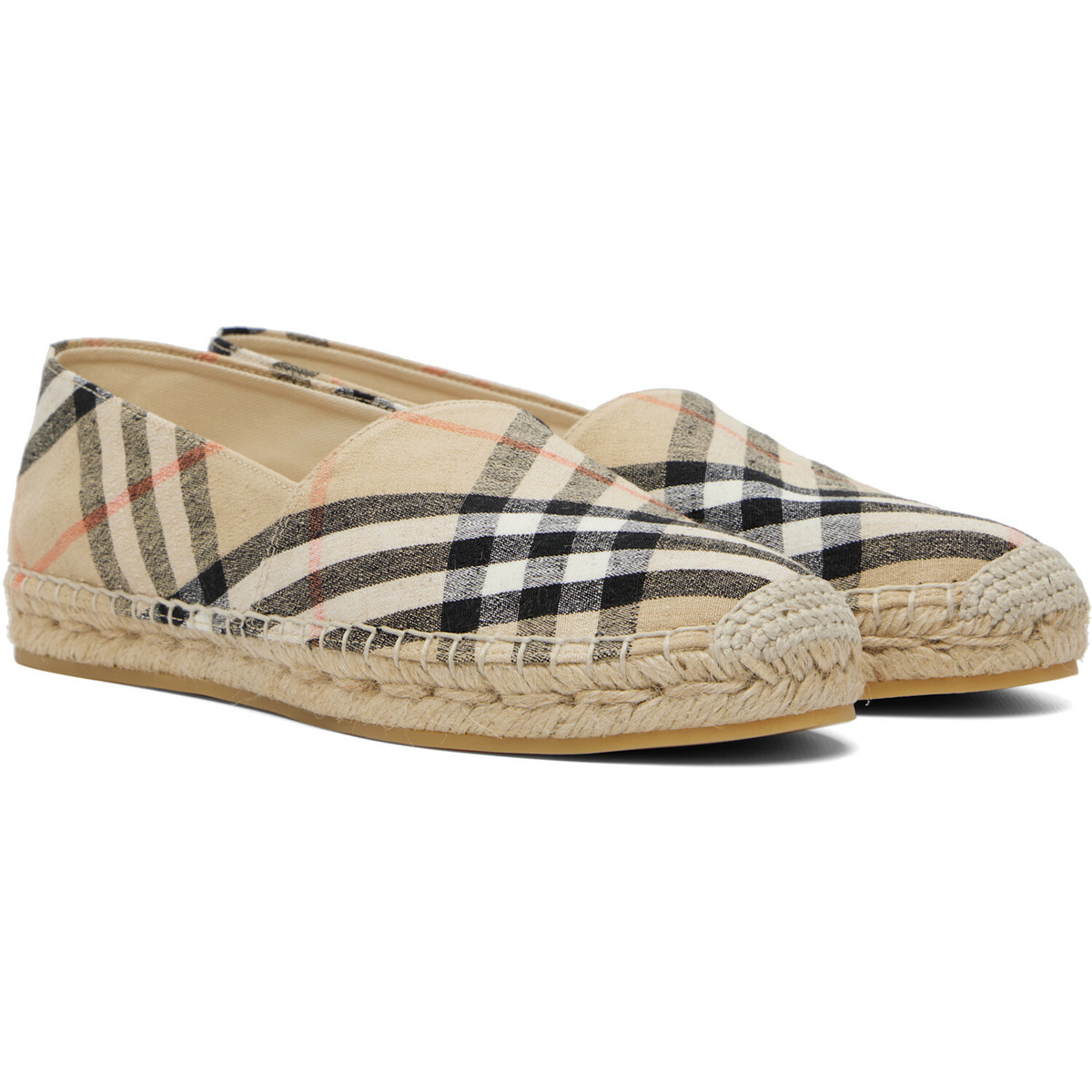 Burberry Beige Check Mews Espadrilles​