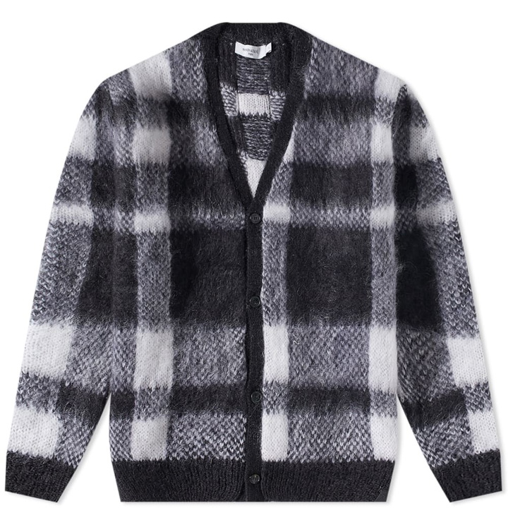 Photo: Maison Kitsuné Men's Brushed Mohair Check Cardigan in Black/White Check