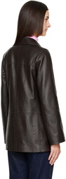 Loulou de Saison Brown NARI Straight Leather Jacket