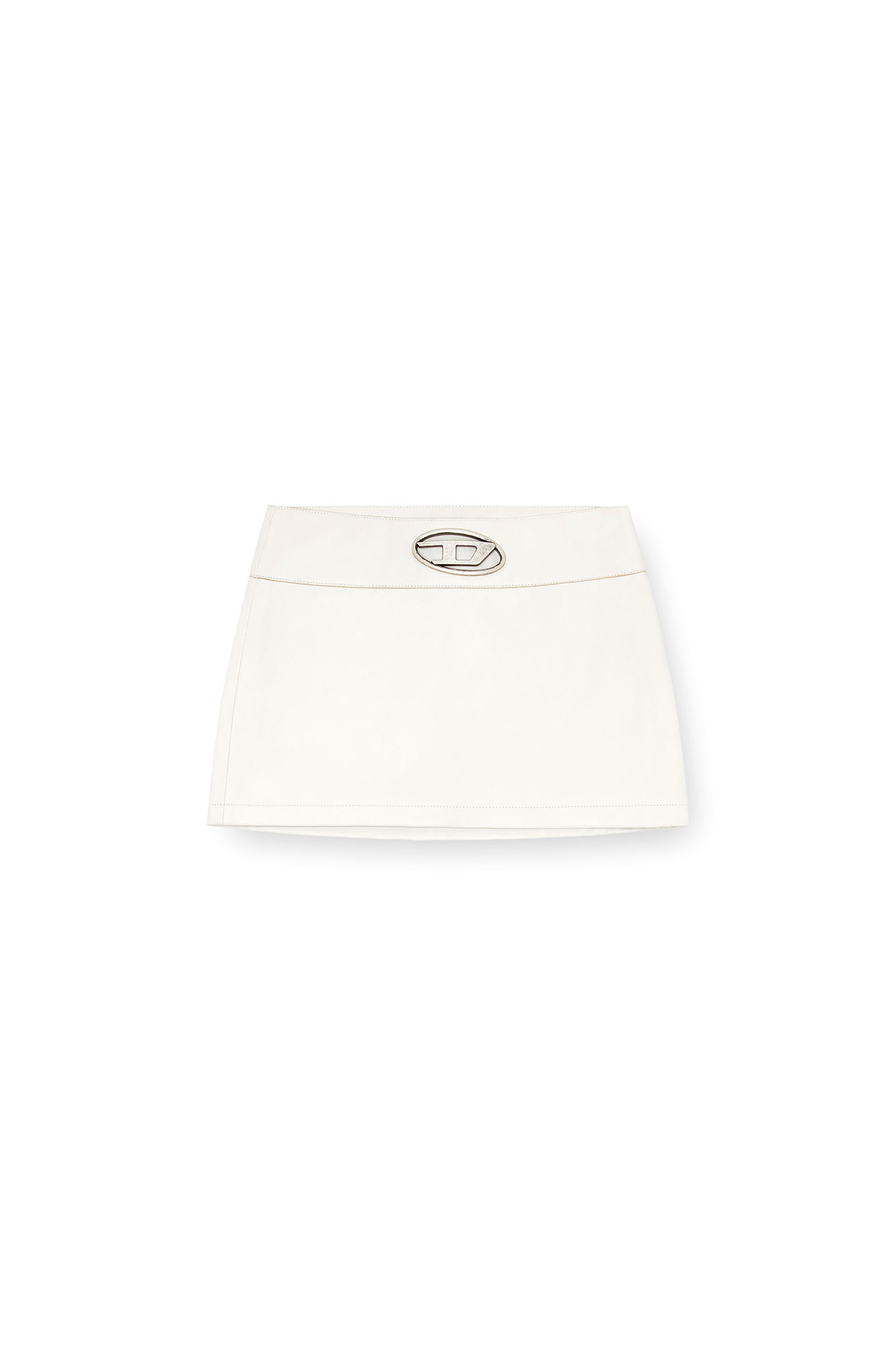 Diesel Leather mini skirt with metal logo - Skirts Womens in White