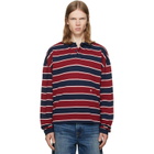 Rhude Red & Navy Fontaine Striped Long Sleeve Polo
