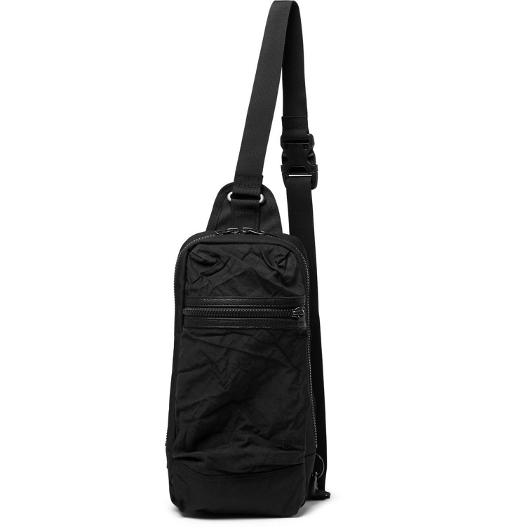 Photo: Master-Piece - Rebirth Project Leather-Trimmed Crinkled-Shell and Canvas Sling Backpack - Black