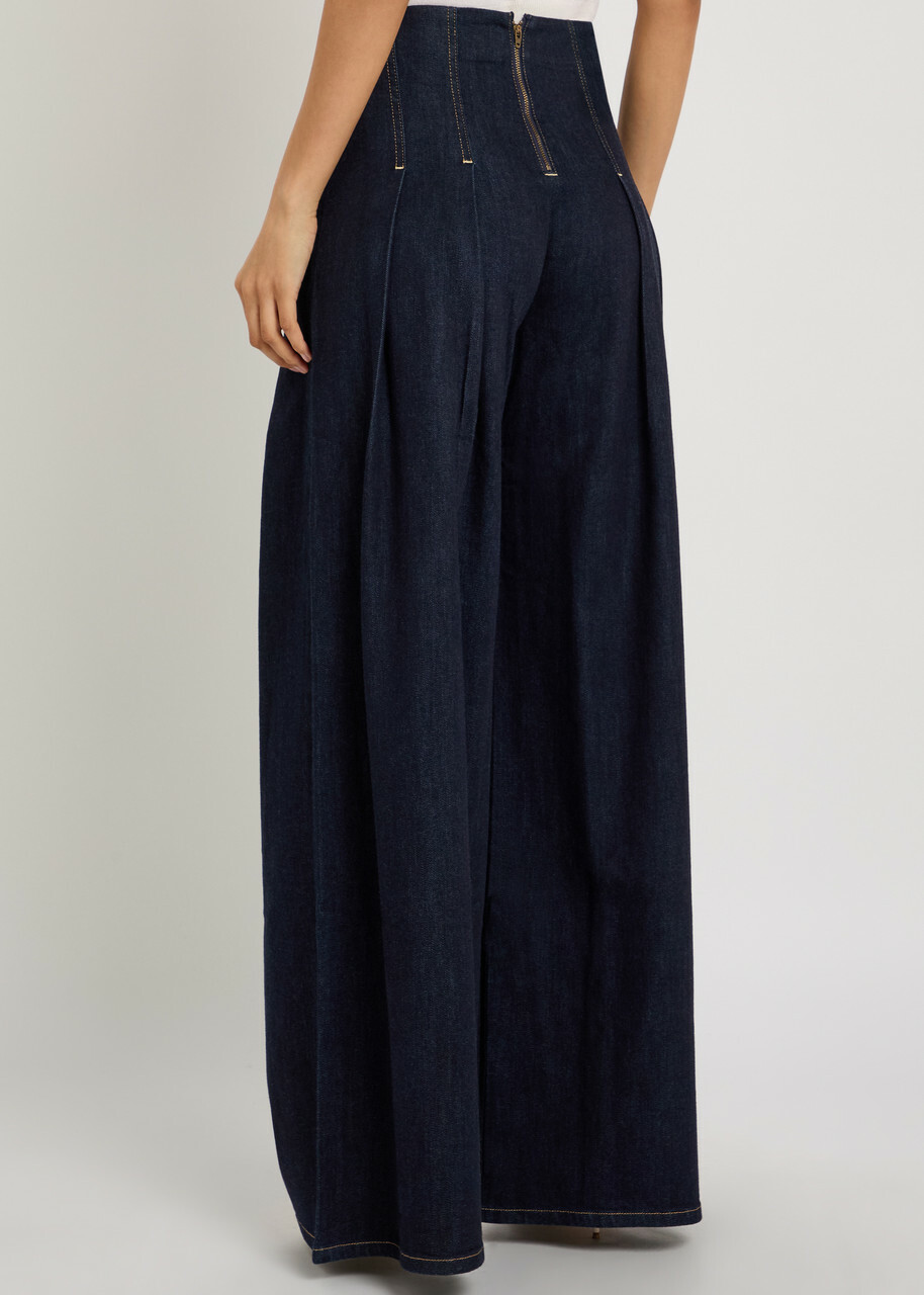 Alice + Olivia Henry Pleated Wide-leg Denim Trousers