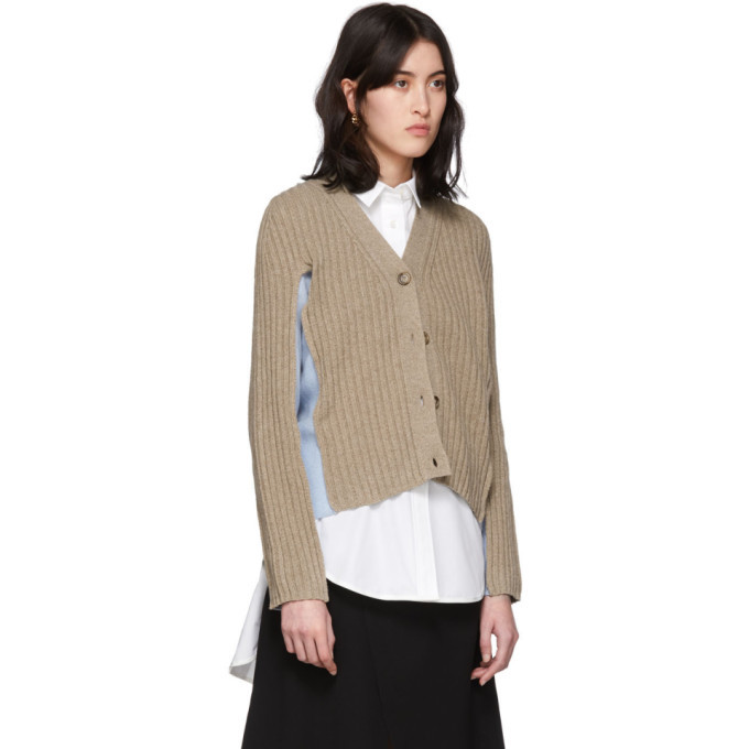 Maison Margiela Beige and Blue Shadow Cardigan Maison Margiela