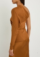 Rick Owens Lilies Diana One-sleeve Fine-knit top Tan