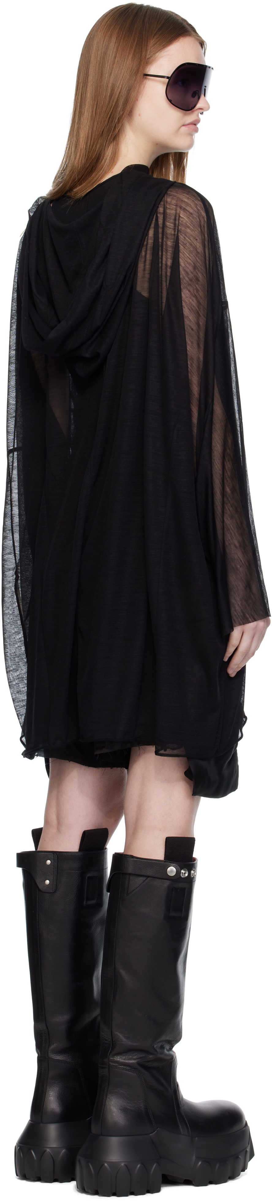 Rick Owens Black Concordians Hooded Tunic Hoodie