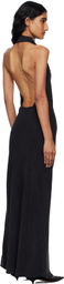 St. Agni Black Bias Scarf Maxi Dress